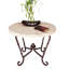 31" Cream Chiseled Travertine Foyer Table: Hand-forged Wrought Iron Base - Outdoor Patio Table