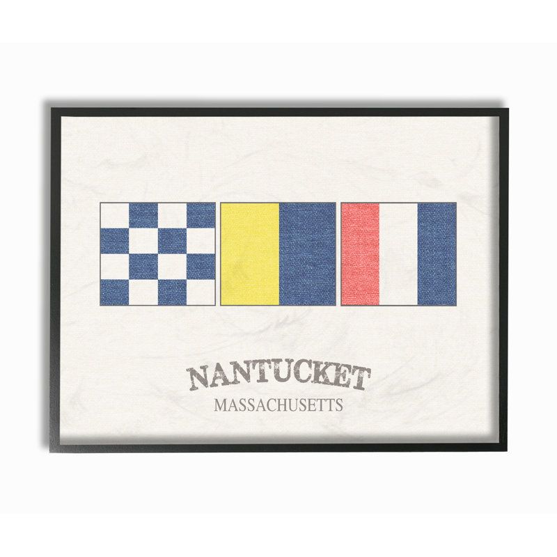 «Nantucket Nautical Flags», reproduction d'impression, Giclée encadrée noir minuit, H 11 po x l 14 po