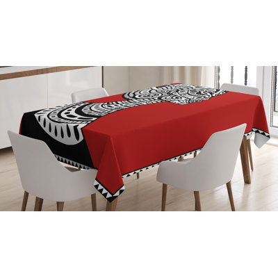 Tischdecke, Ethno, afrikanische Frau, Rubin Schwarz Weiß