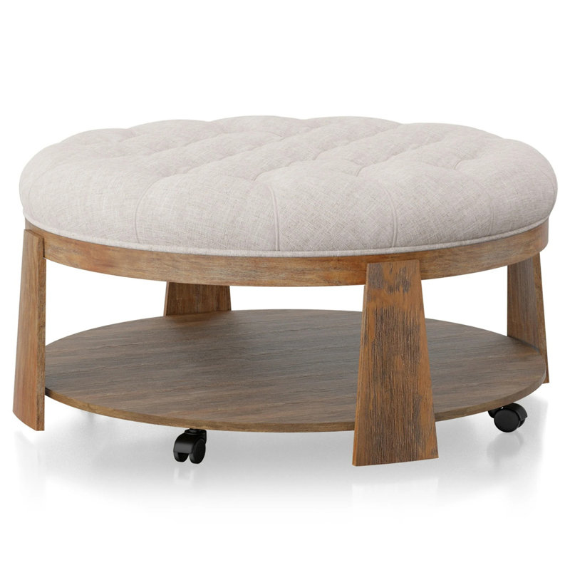 Brenai Upholstered Ottoman, Beige Duplicate
