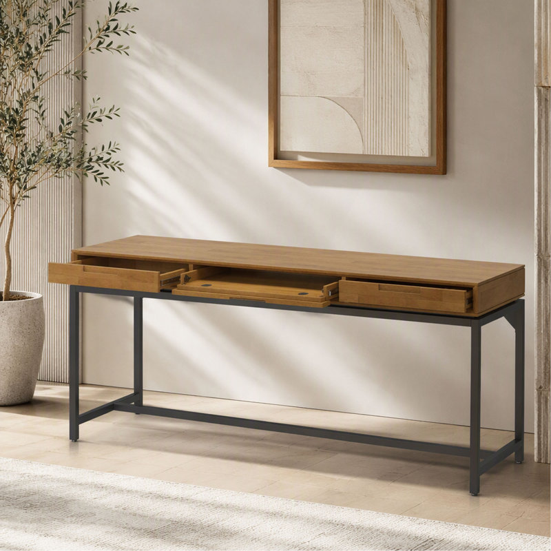 Bureau en bois massif argyle de 72 po de largeur Mid Century