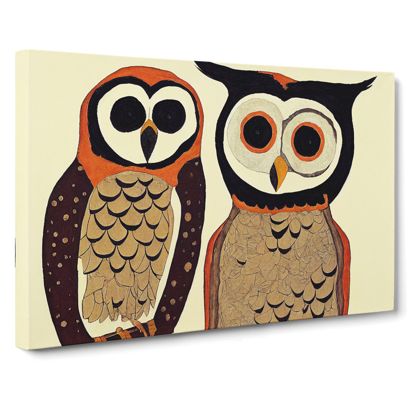 Unique Abstract Owl Art - Wrapped Canvas, 40cm H x 60cm W x 3cm D