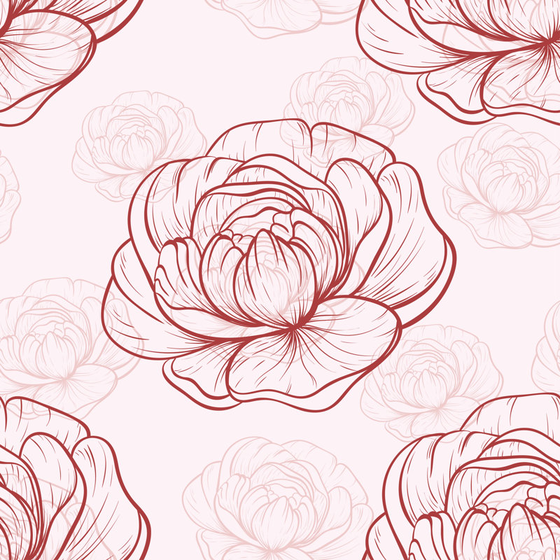 Evony Peonies Pattern - Wrapped Canvas Print, 30cm H x 30cm W x 3.8cm D