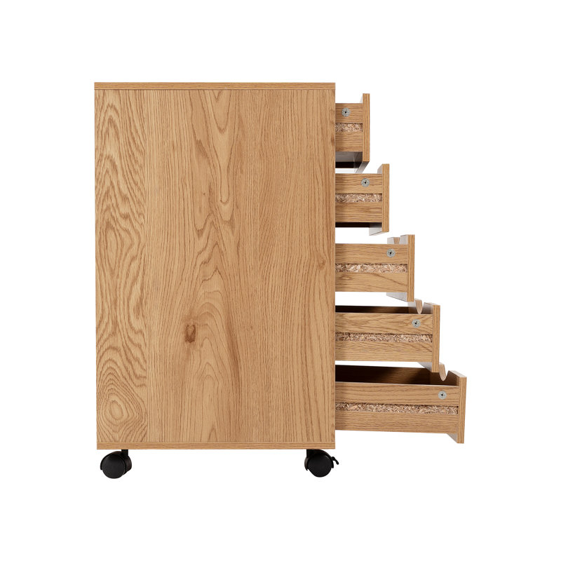5 Drawer Chest File Cabinet, Wooden Storage Filing Cabinet with Wheels, Office File Cabinet, Office Alex Drawers for File storage