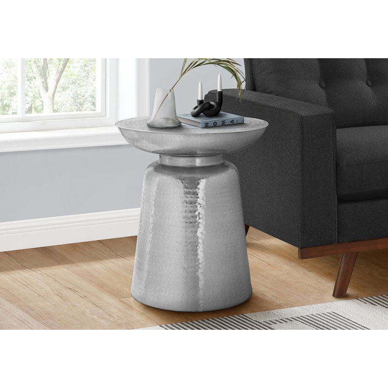 Table de bout cylindrique en acier Abdisamad, Chrome