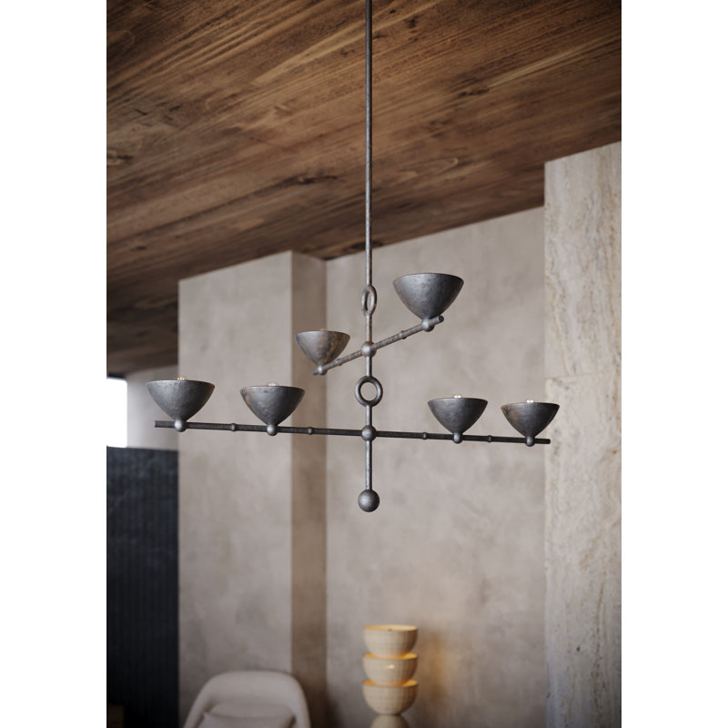VISHAL Chandelier, 29" H x 54" W x 39.25" D, 6