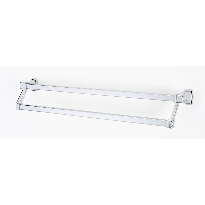 Cube 2 Double Wall Mounted Towel Bar, Polished Chrome