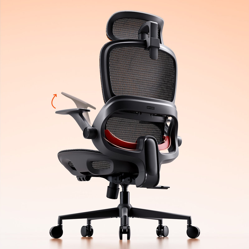 Ergonomic Office Chair with Lumbar Support, Flip Armrests & 90–135° Tilt Lock, Black, Black
