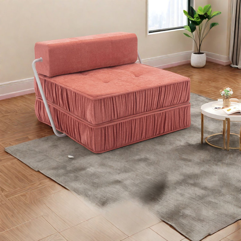 Canapé multifonctionnel orange, confort en mousse et à ressorts, design moderne pour les petits espaces