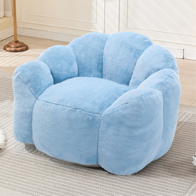 Fauteuil pour adulte jaune, style compression Lotus, en fausse fourrure hygiénique et anti-salissure, fond antidérapant, pour fauteuil de détente multi-scène de forme ergonomique, anneau de traction mobile, base,