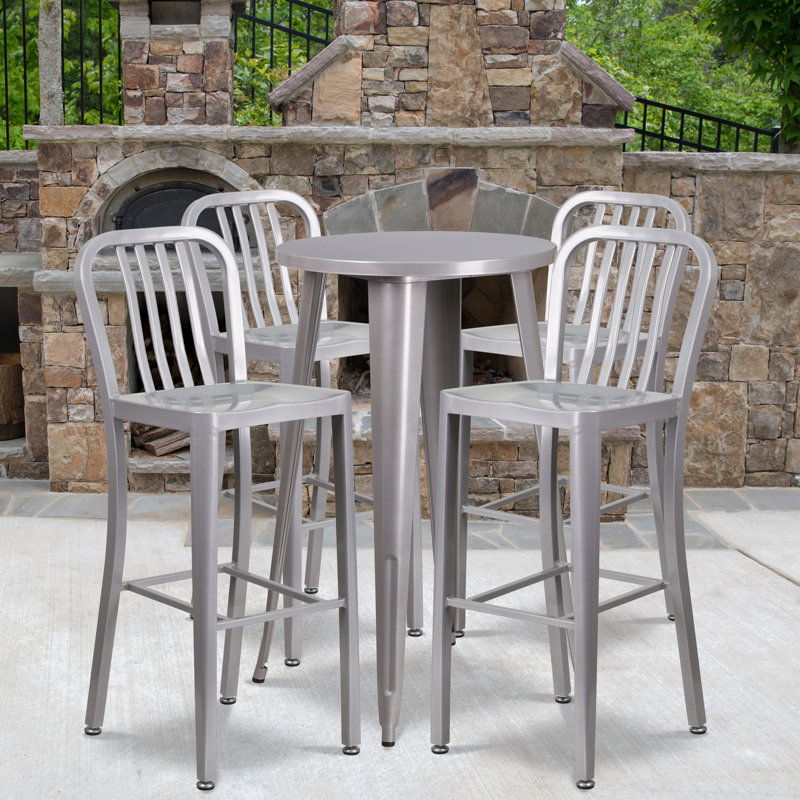 Ensemble de salle à manger pour 4 personnes 35,25 po Posey, Argent, 24"