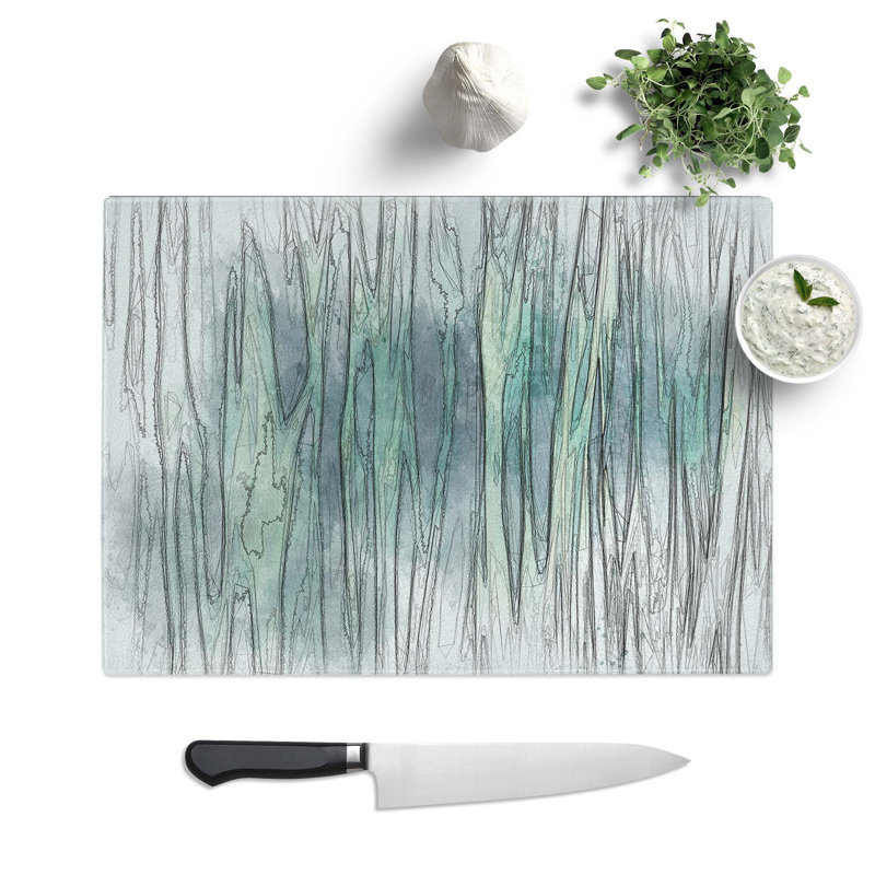 Tempered Glass Ocean Ripples Chopping Board, 28.5 cm W x 20 cm L