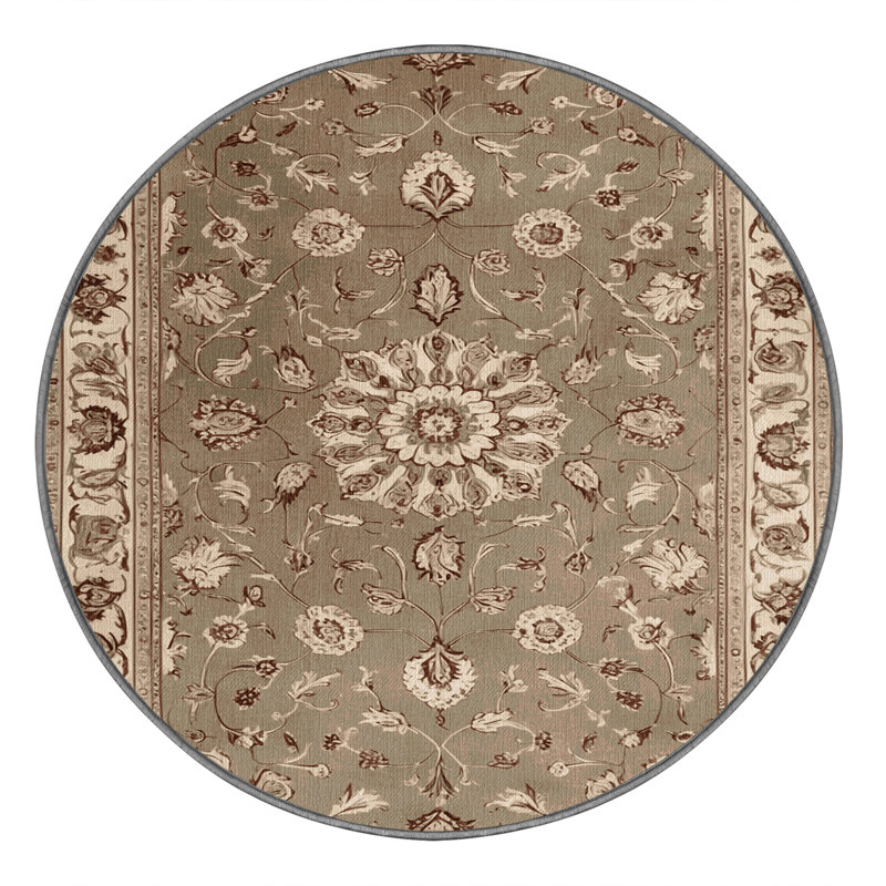 Machine Washable Persian Gray Area Rug, Round 6'