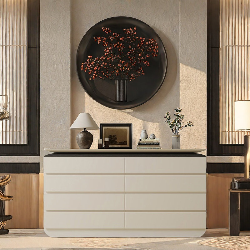 Modern Simple Cream Style Accent Cabinet