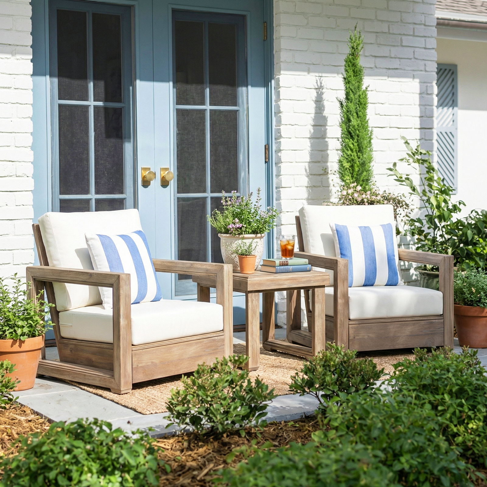 Donnie 3 Piece Outdoor Seating Group with Cushions, Brown