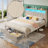 Bed Frame with RGB LED Lights, Upholstered Bed with Drawers and Charging Station-441618926-441618927