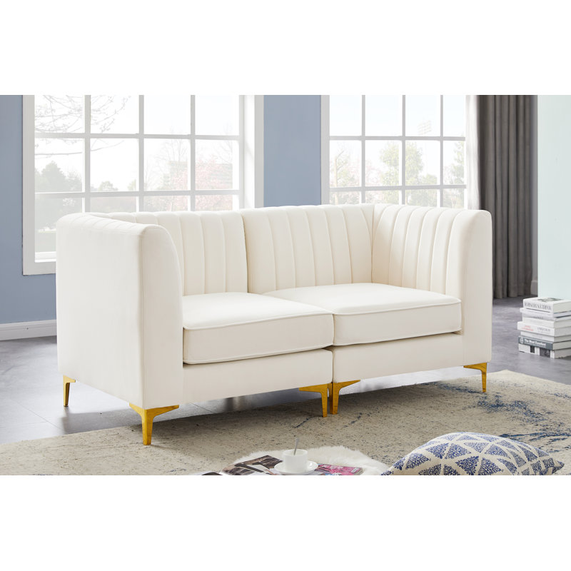 Canapé modulaire Enson, Velours crème