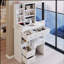 Petite coiffeuse de 29,2 po avec tiroir de gauche et tabouret rembourré, très grand miroir coulissant à droite, rangement multi-couches à grande capacité, commode pratique et pratique, convient aux petits espaces-71793806