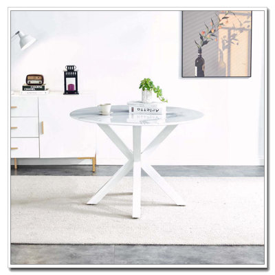 42.1"WHITE Table cross leg Mid-century Dining Table