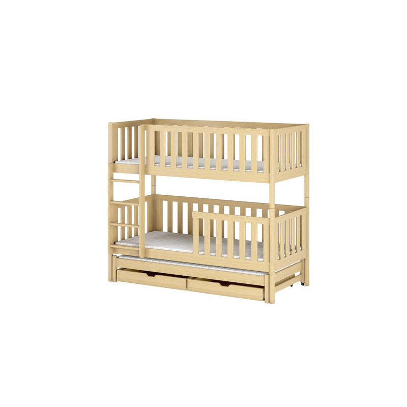 Plimoth Single (3') Bunk Bed with Storage Included with Trundle Included, Natural