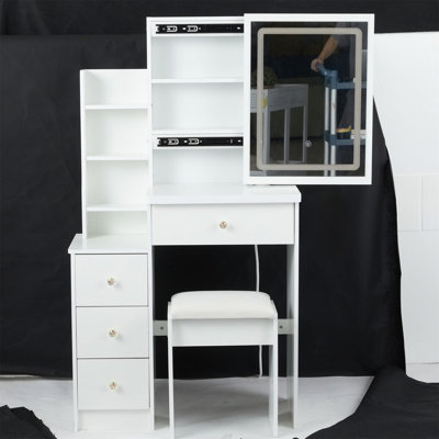 Makeup Vanity Set with Sliding Mirror