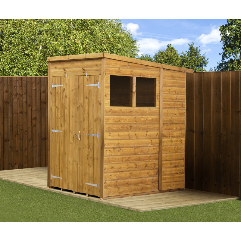 Modular Pent Garden Shed  4X6   Double Door Windows