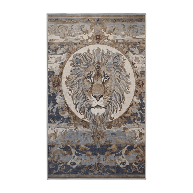 Machine Washable Gray Area Rug, Rectangle 6' x 9'