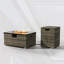 Beige Rattan Fire Pit Table with Tank Holder and Ceramic Tile Tabletop