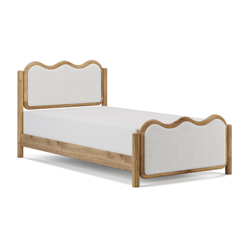 Lit plateforme tapissier Shirleen, Lit simple