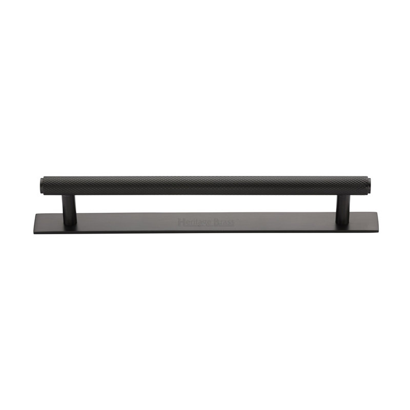 Heritage Brass Heritage Cabinet Pull Knurled Design with Plate, Matt Bronze, 16cm