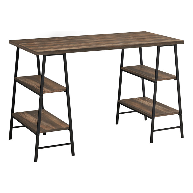 Allyssa Computer Desk, Home Office, Laptop, Storage Shelves, 48"L, Work, Metal, Laminate, Brown/Black