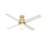 Ventilateur de plafond d'intérieur moderne à 4 pales de 52 po avec lumières et commande murale Hepburn-23681195
