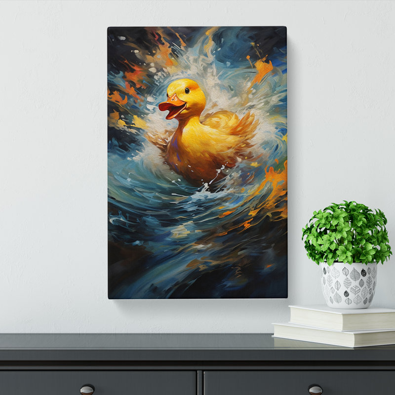 Duck Action Painting Art - No Frame Print, 76cm H x 50cm W x 3cm D
