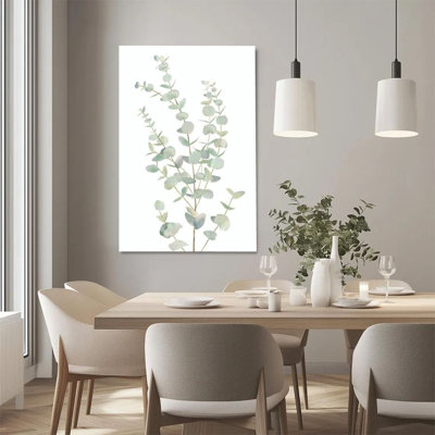 1Pc Framed Canvas Poster Print Eucalyptus Branches and Leaves, Watercolor Plants, Fresh and Natural Style Wall Decor, Perfect for Room Decor Living Ro