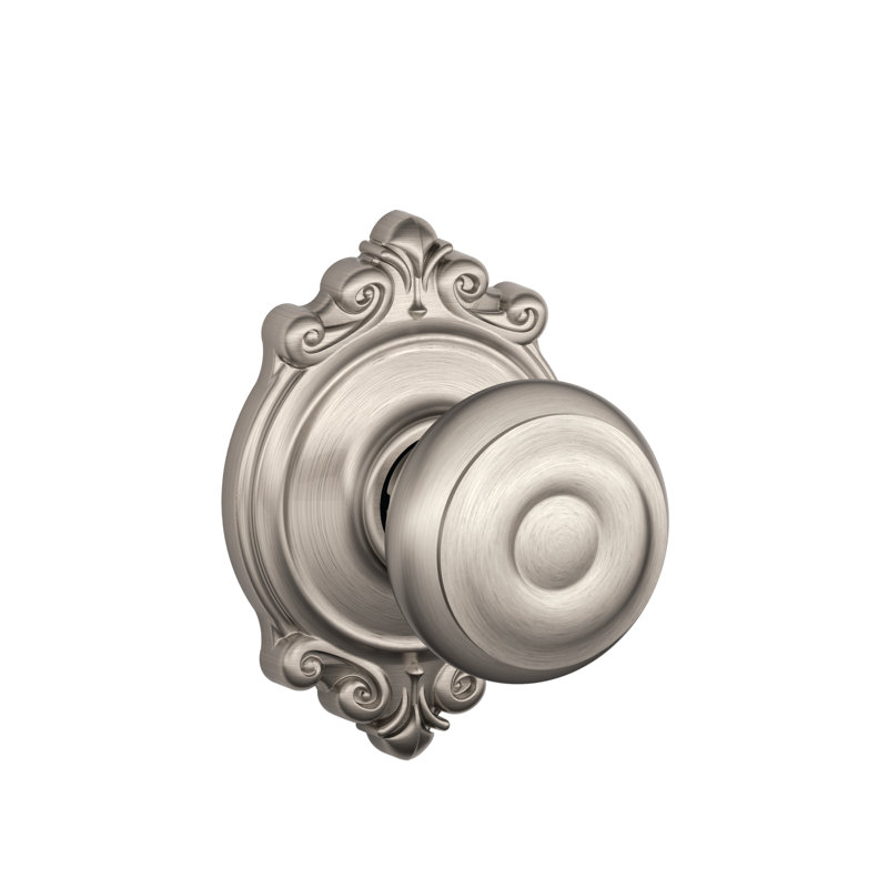 Georgian Hall and Closet Knob with Brookshire Trim, Satin Nickel