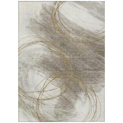Machine Washable Indoor/Outdoor Chantille ACN2396 Abstract Rug