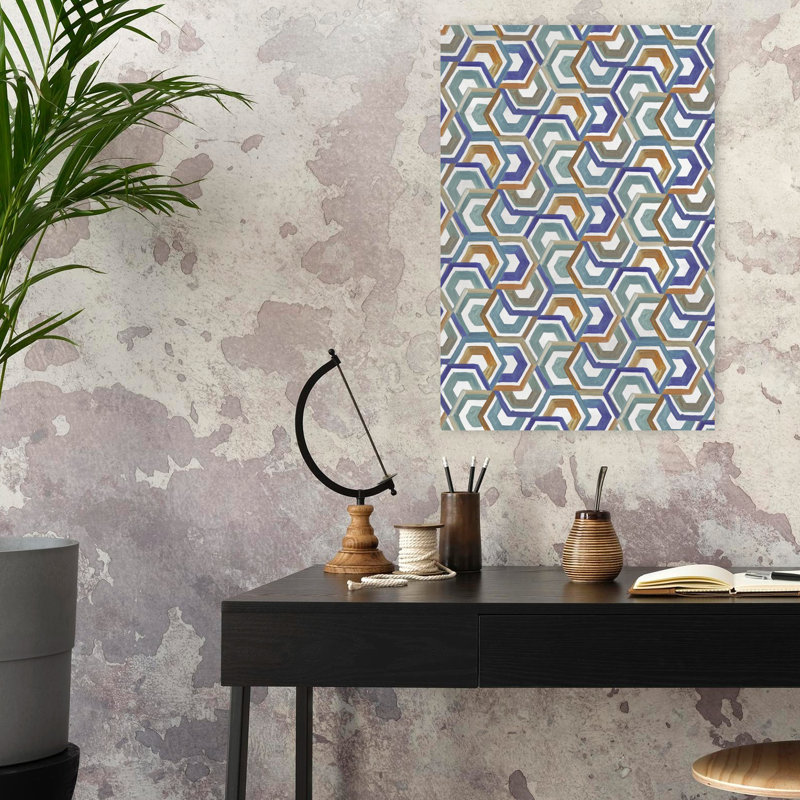 Art géométrique contemporain abstrait brodé Opulence II, H 24 po x l 16 po