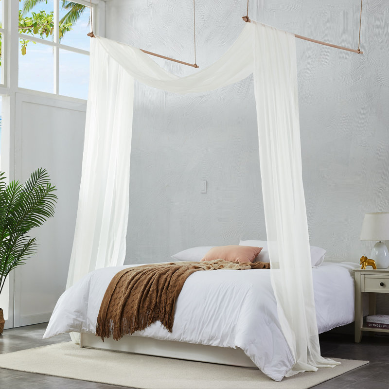  Rideaux à baldaquin en polyester, Beige, Très grand