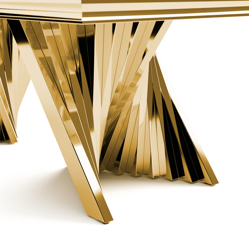 Winchendon Stone Top Dining Table, Gold