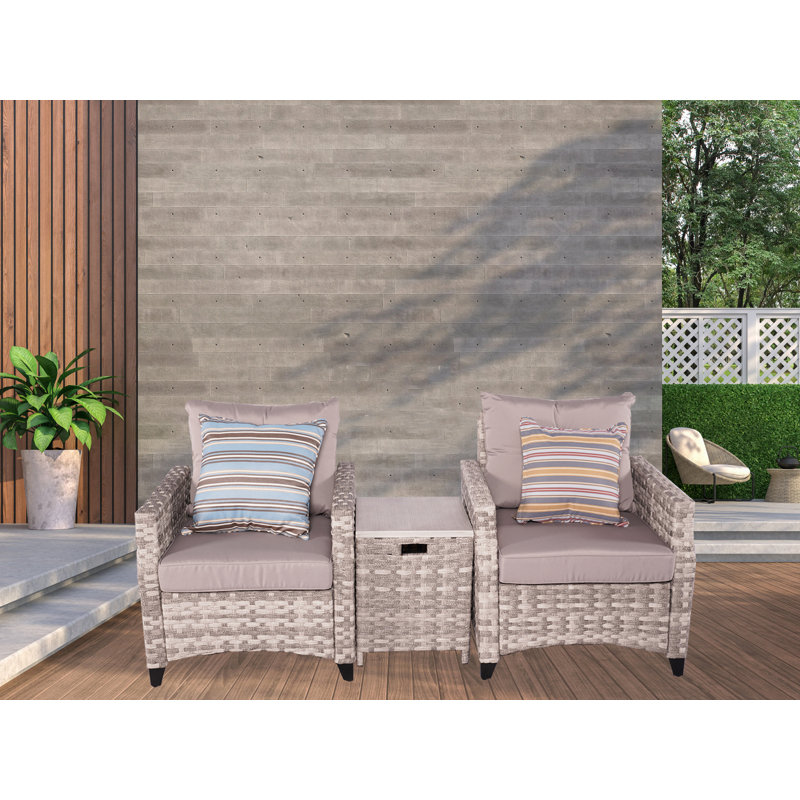 Ensemble de conversation pour 2 personnes avec coussins Rand Wicker / Rattan
