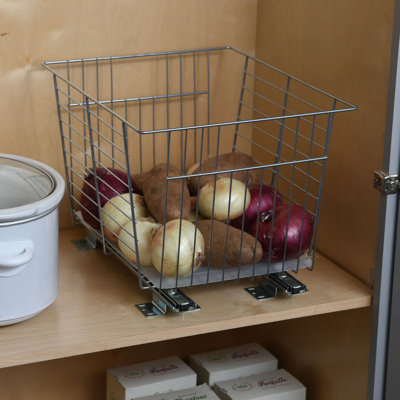 Nickel-Plated Steel Basket Organizer with Clear Plastic Liner