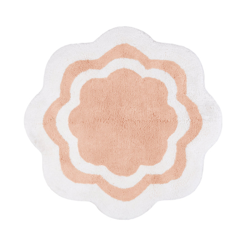 Tapis de bain 100% coton, Blanc / rose pastel