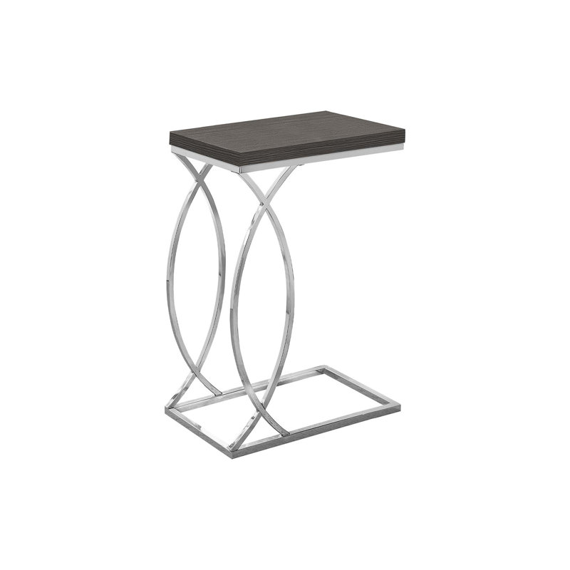 C-Shaped Accent Table, Grey Cement-Look, Chrome Metal