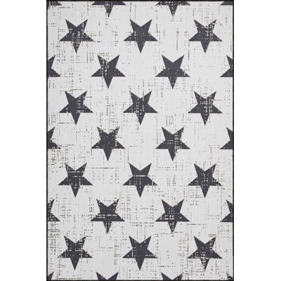 Starry Patterned Woven Base Washable Rug