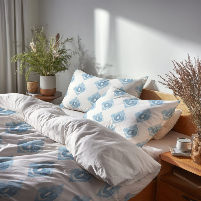 Ensemble de 6 édredons Modern - ensemble de literie et coussin décoratif scandinave bleu et blanc Whisper