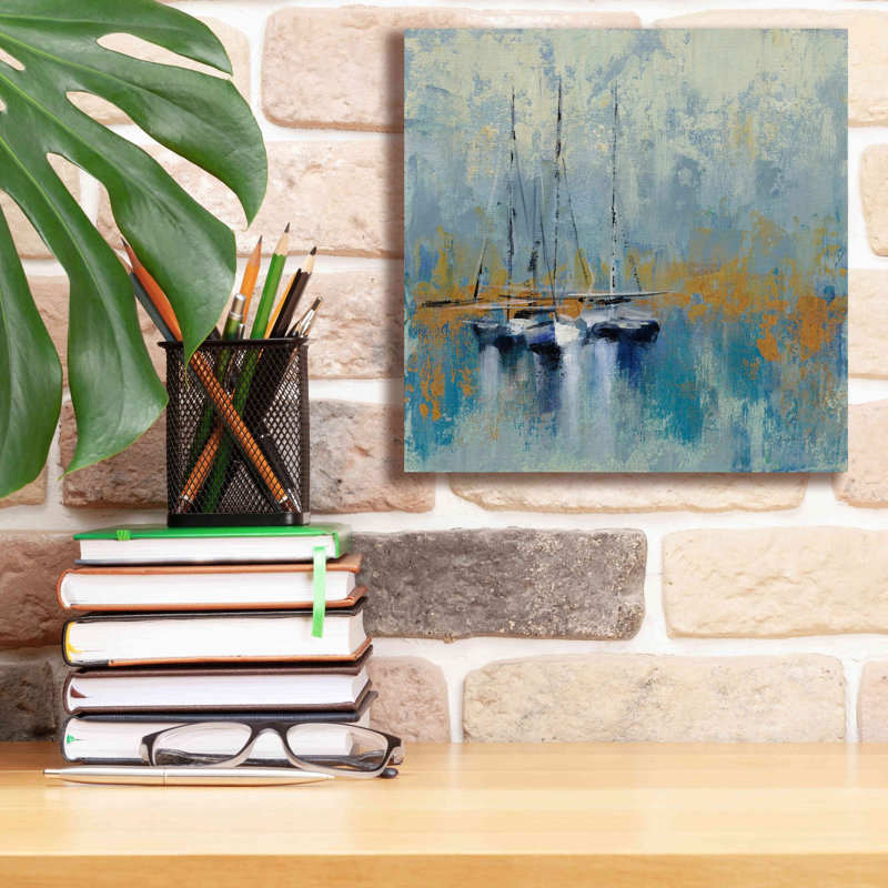 «Bateaux dans le port III» par Silvia Vassileva, art mural sur toile, H 12 po x l 12 po x P 0,75 po