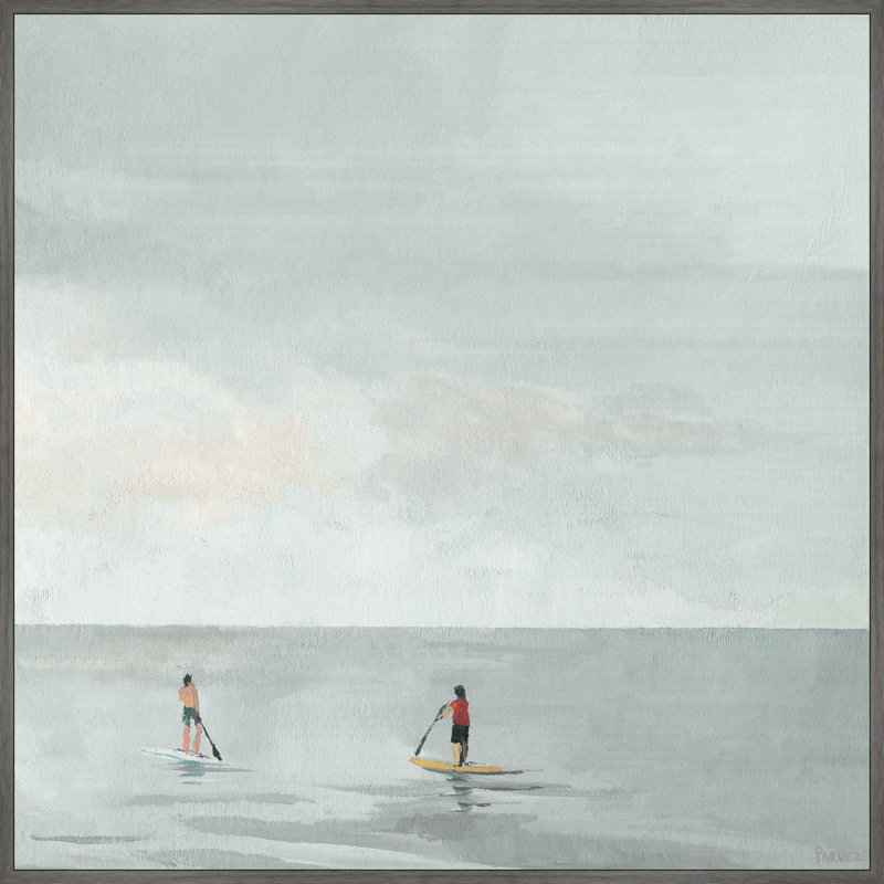 «Paddle Boarding Fun» par Parvez Taj, reproduction d'art sur cadre flottant, H 16 po x l 16 po x P 1,5 po