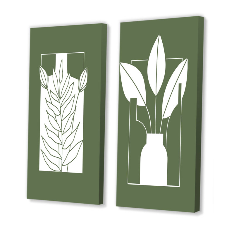 Minimalistic Plant Silhouettes III - ensemble de 2 reproductions, Toile tendue, H 40 po x l 40 po x P 1,5 po