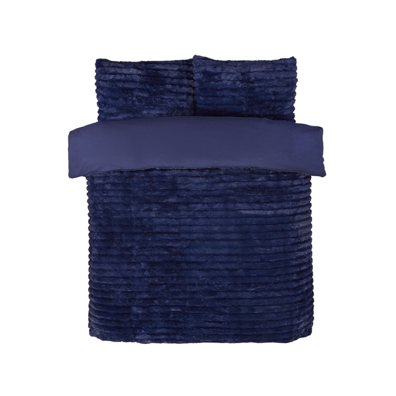 Aliyas Chunky Ribbed Duvet Set, Midnight Blue, King Duvet Cover Set