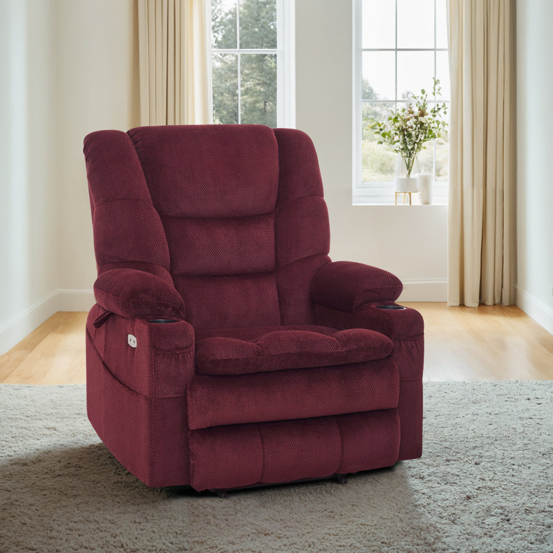 27.2" Extra Wide Dual Motor Power Recliner Lift Chair with Massage and Dual Heating, Infinite Position, Fabric, Red